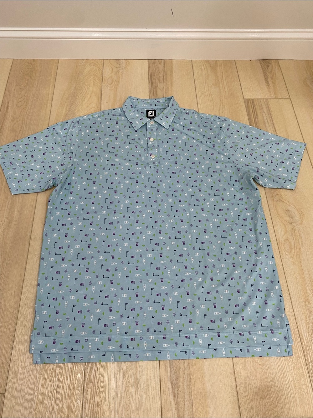FootJoy Golf Polo Men XXL Blue Transfusion Drink Novelty Performance Shirt